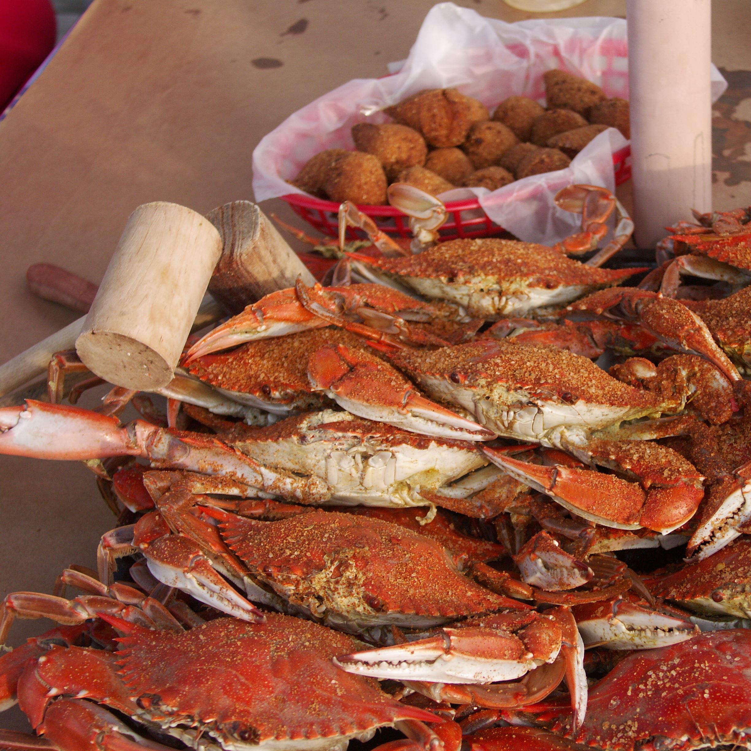 Crabs and hushpuppies