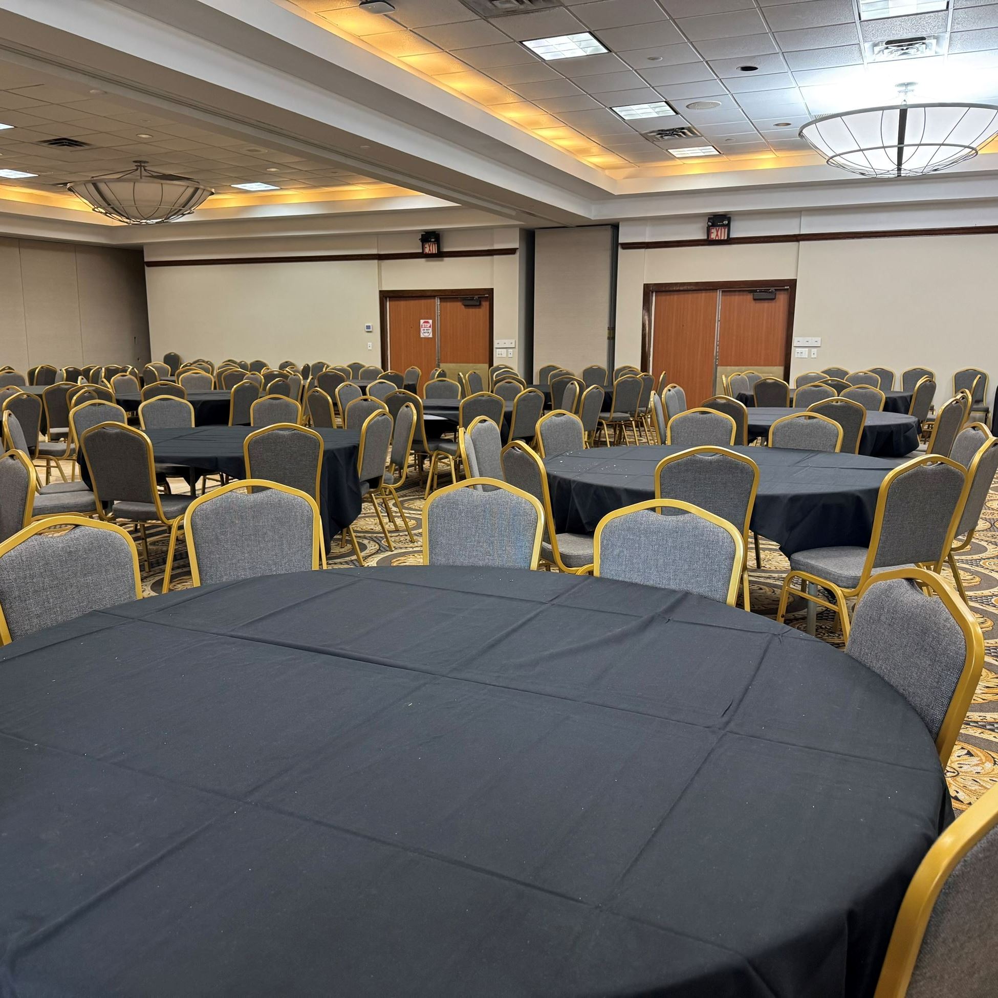 Meeting room with tables and chairs