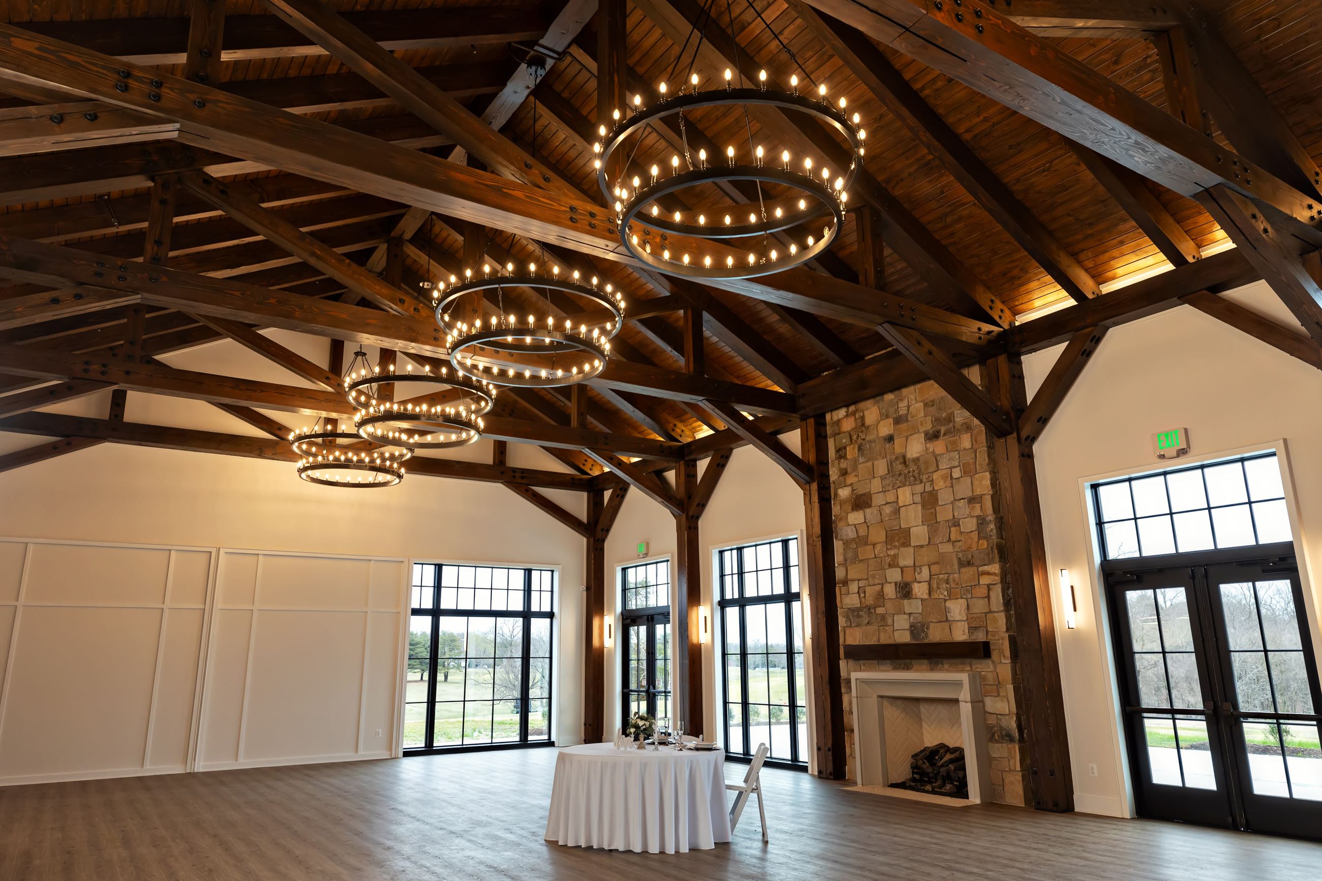 The interior of the Chesapeake Hills Golf Clubhouse great room